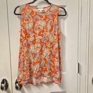 J. Jill Orange Paisley Tank Top